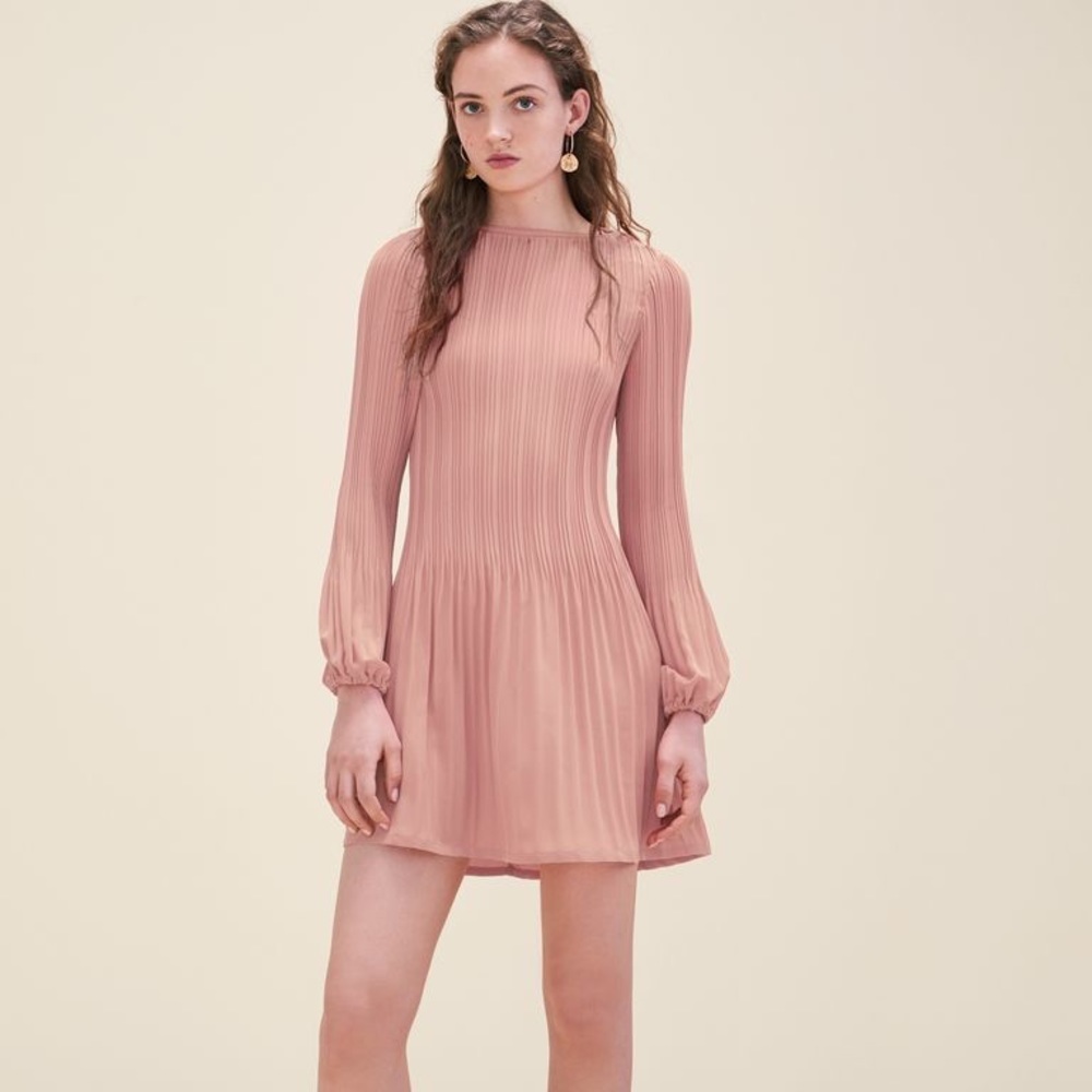 🚫SOLD🚫Maje nude pink pleated dress size 2